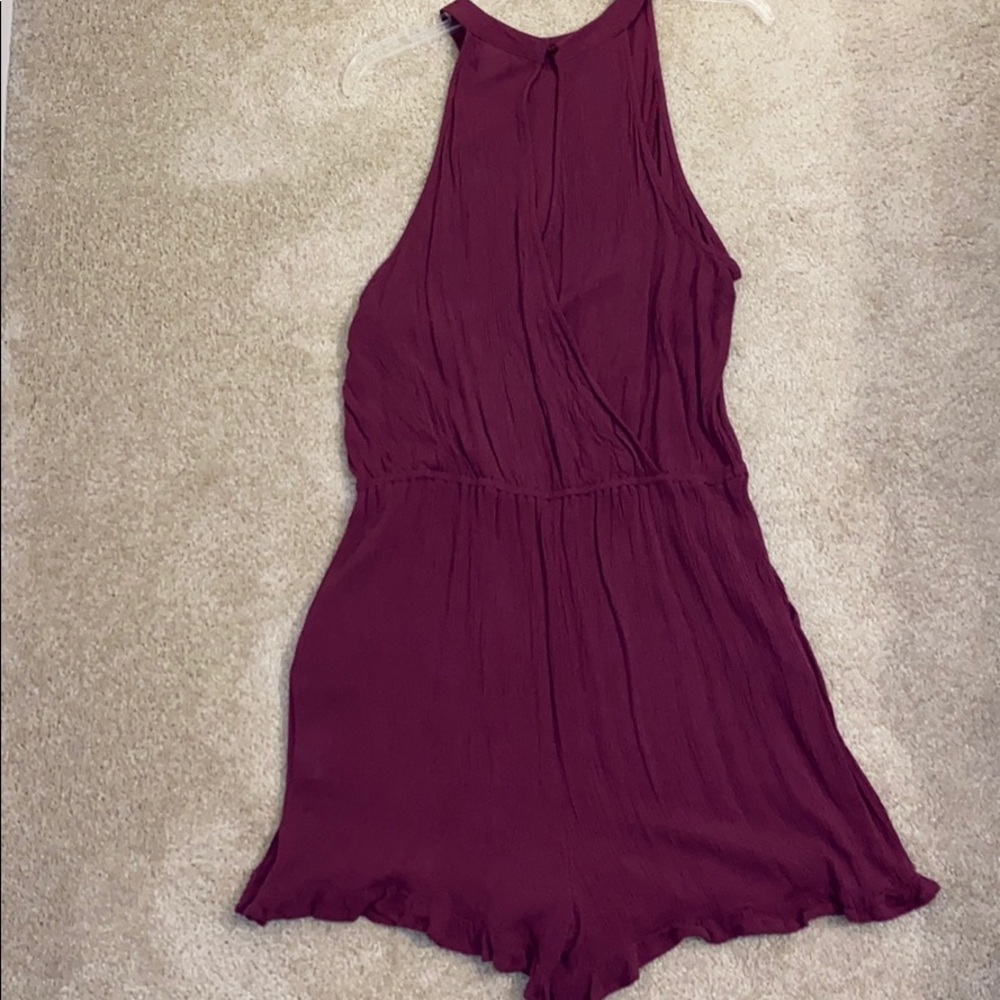 Mossimo Maroon Ruffle Shorts Sleeveless Romper - Picture 7 of 7